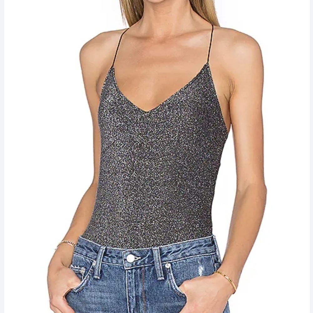 Express Black Silver/Gold Shimmer Bodysuit